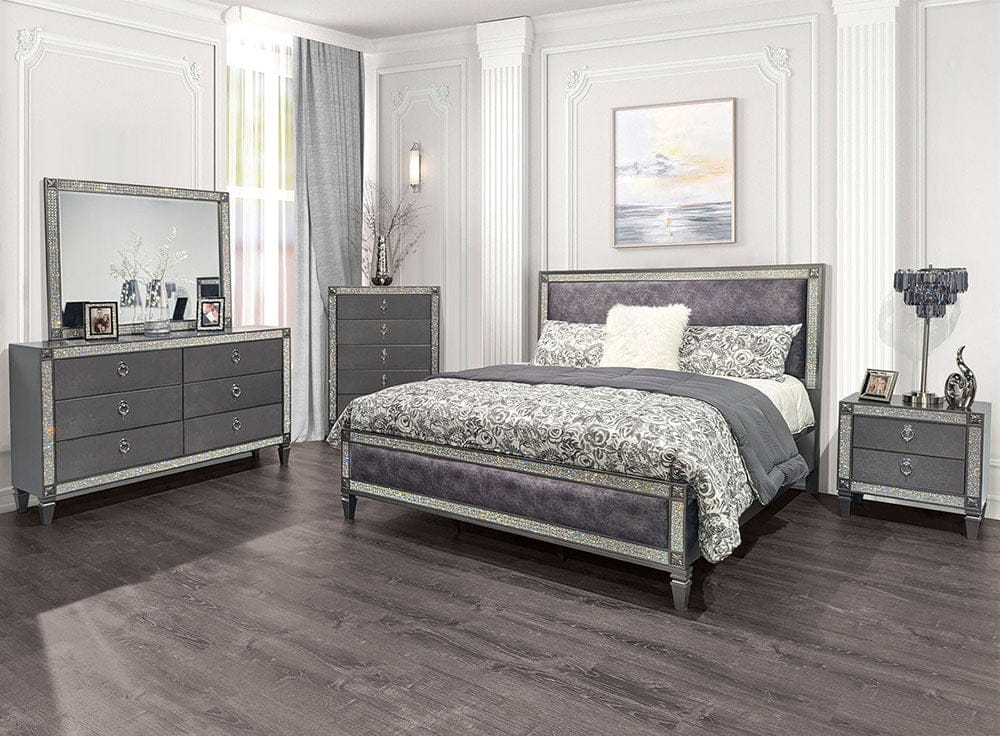 Furniture of America - Lyanne 5 Pc. Queen Bedroom Set w/ Chest in Gray - FM7240GY-Q-5PC-CHEST View 1