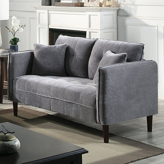 Furniture of America - Lynda Loveseat w/ Pillows in Dark Gray - CM6736DG-LV View 1