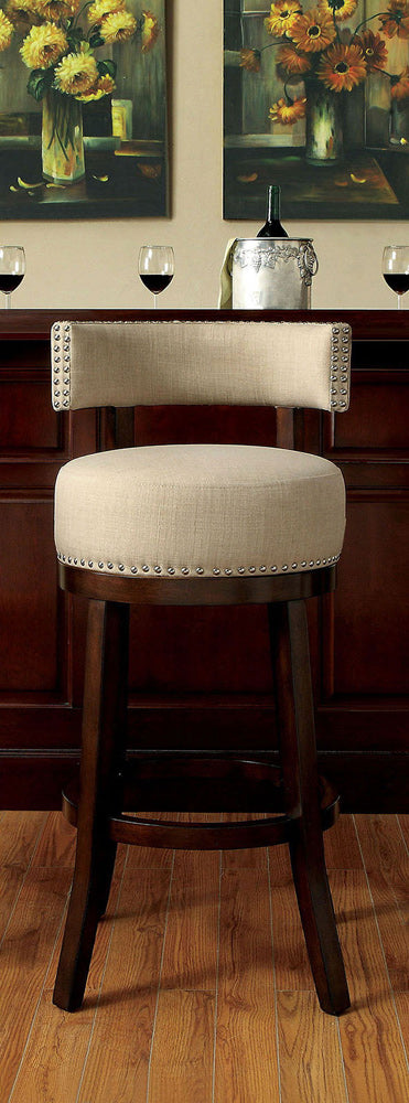 Furniture of America - Lynsey 25" Bar Stool in Dark Oak/Beige - CM-BR6252BG-24-2PK View 1