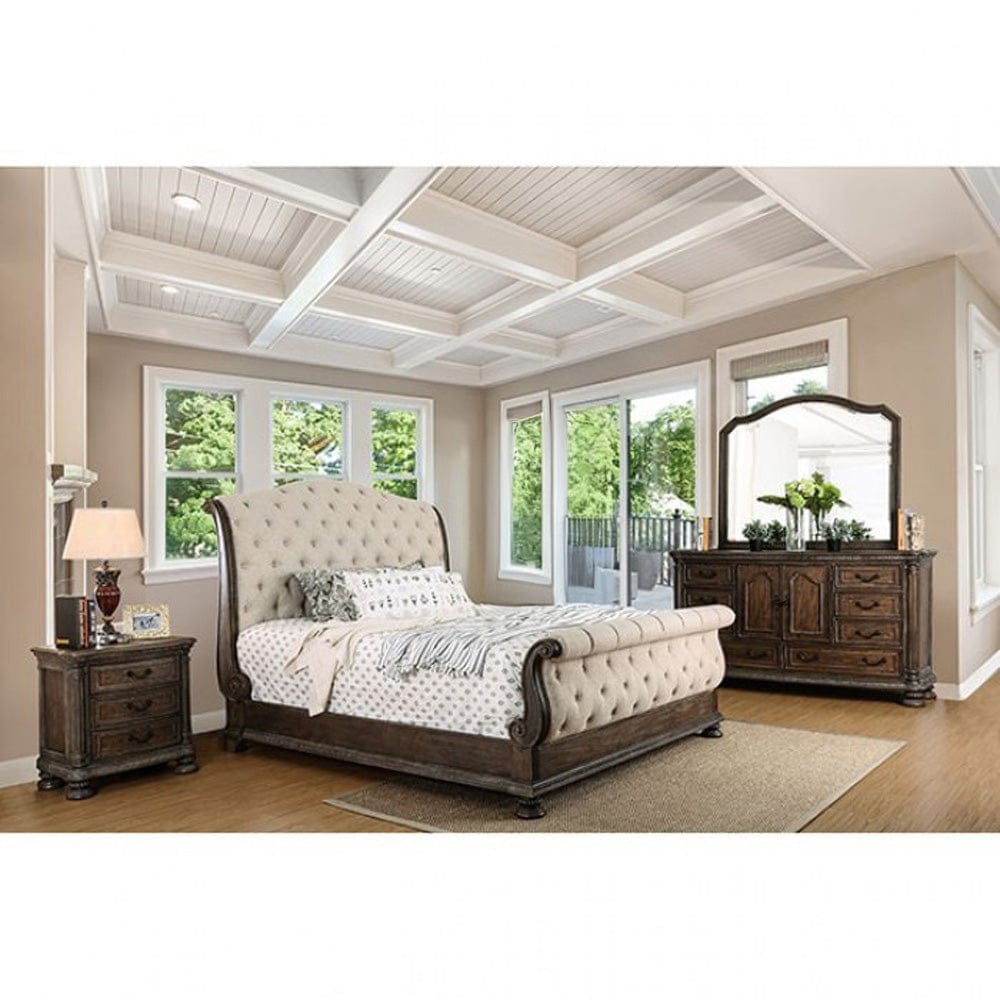 Furniture of America - Lysandra 4 Pc. Queen Bedroom Set in Rustic Natural Tone, Beige - CM7663Q-4PC