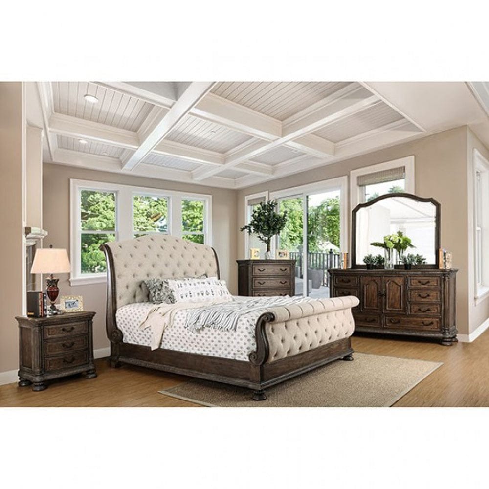 Furniture of America - Lysandra 5 Pc. Queen Bedroom Set w/ Chest in Rustic Natural Tone, Beige - CM7663Q-5PC-CHEST