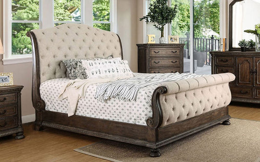 Furniture of America - Lysandra Queen Bed in Rustic Natural Tone, Beige - CM7663Q-BED View 1