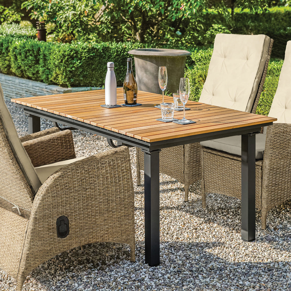 Furniture of America - Mackay Extendable Patio Dining Table in Gun Metal/Natural Teak - GM-2001 View 2