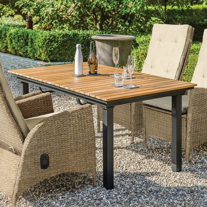 Furniture of America - Mackay Extendable Patio Dining Table in Gun Metal/Natural Teak - GM-2001 View 2
