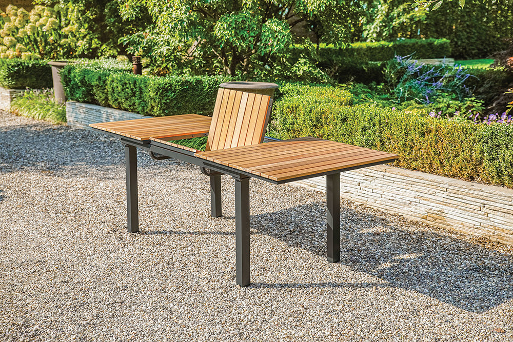 Furniture of America - Mackay Extendable Patio Dining Table in Gun Metal/Natural Teak - GM-2001 View 3