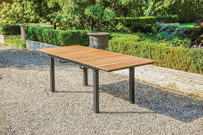 Furniture of America - Mackay Extendable Patio Dining Table in Gun Metal/Natural Teak - GM-2001 View 4