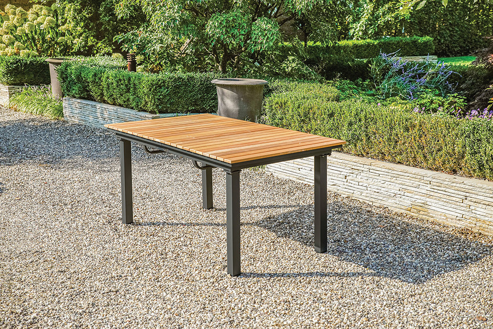 Furniture of America - Mackay Extendable Patio Dining Table in Gun Metal/Natural Teak - GM-2001 View 5