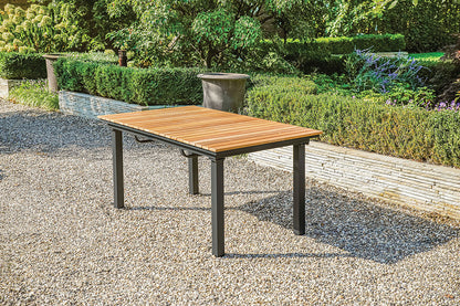Furniture of America - Mackay Extendable Patio Dining Table in Gun Metal/Natural Teak - GM-2001 View 5