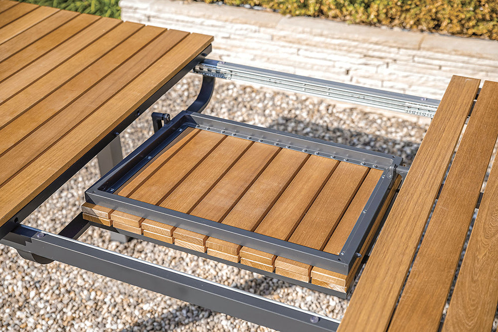 Furniture of America - Mackay Extendable Patio Dining Table in Gun Metal/Natural Teak - GM-2001 View 6