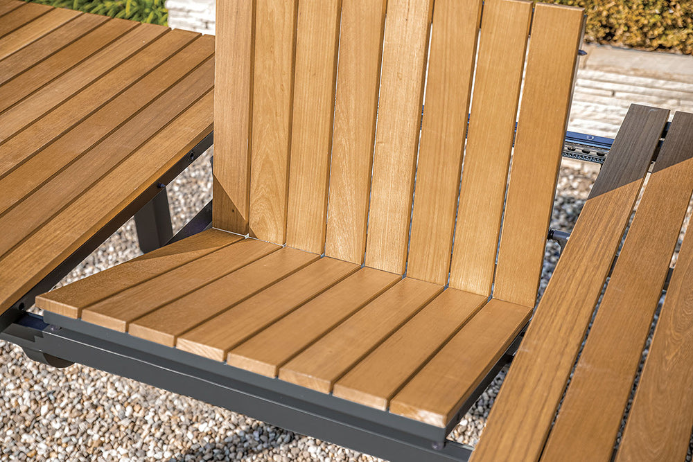 Furniture of America - Mackay Extendable Patio Dining Table in Gun Metal/Natural Teak - GM-2001 View 7