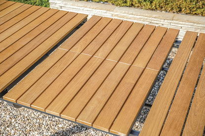 Furniture of America - Mackay Extendable Patio Dining Table in Gun Metal/Natural Teak - GM-2001 View 8