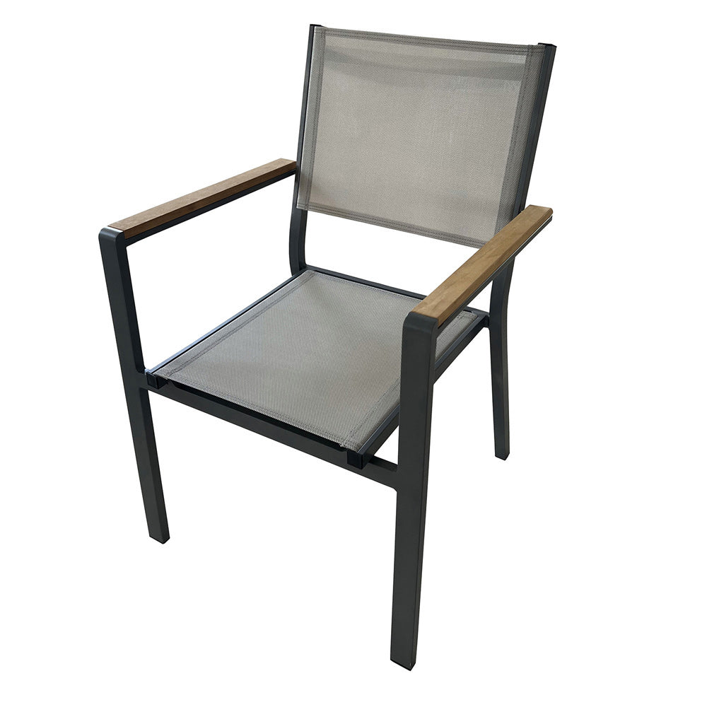 Furniture of America - Mackay Stacking Chair in Gun Metal/Natural Teak - GM-2005 View 1