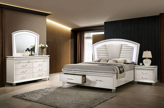 Furniture of America - Maddie 4 Pc. Queen Bedroom Set in Pearl White/White - CM7899Q-4PC