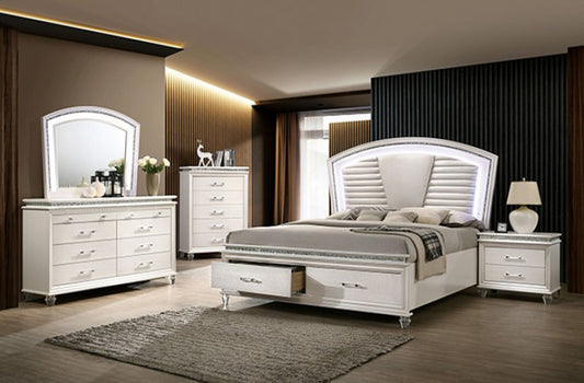 Furniture of America - Maddie 5 Pc. Queen Bedroom Set w/ Chest in Pearl White/White - CM7899Q-5PC-CHEST