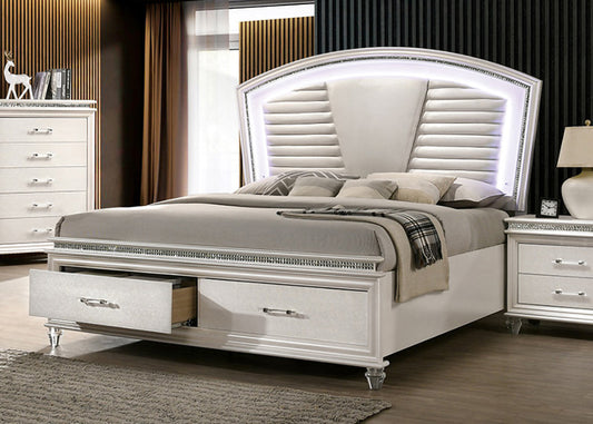 Furniture of America - Maddie E.King Bed in Pearl White/White - CM7899EK-BED View 1
