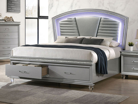 Furniture of America - Maddie E.King Bed in Silver - CM7899SV-EK-BED View 1
