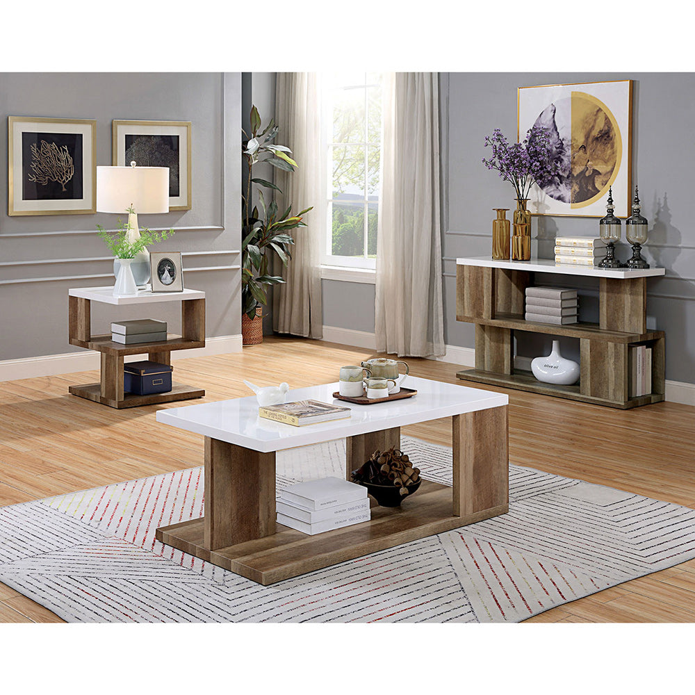 Furniture of America - Majken Sofa Table in White/Natural Tone - FOA4496S View 2