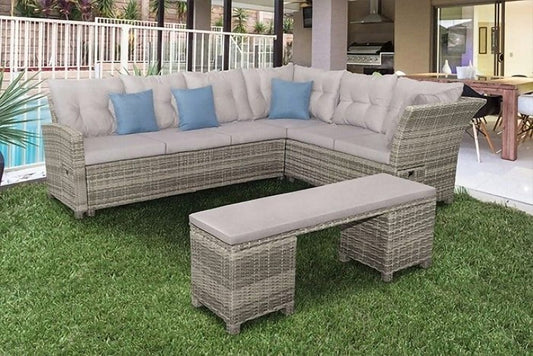 Furniture of America - Malia 5 Pc. Sectional Set w/ Bench in Gray - GM-1002-5PK View 1