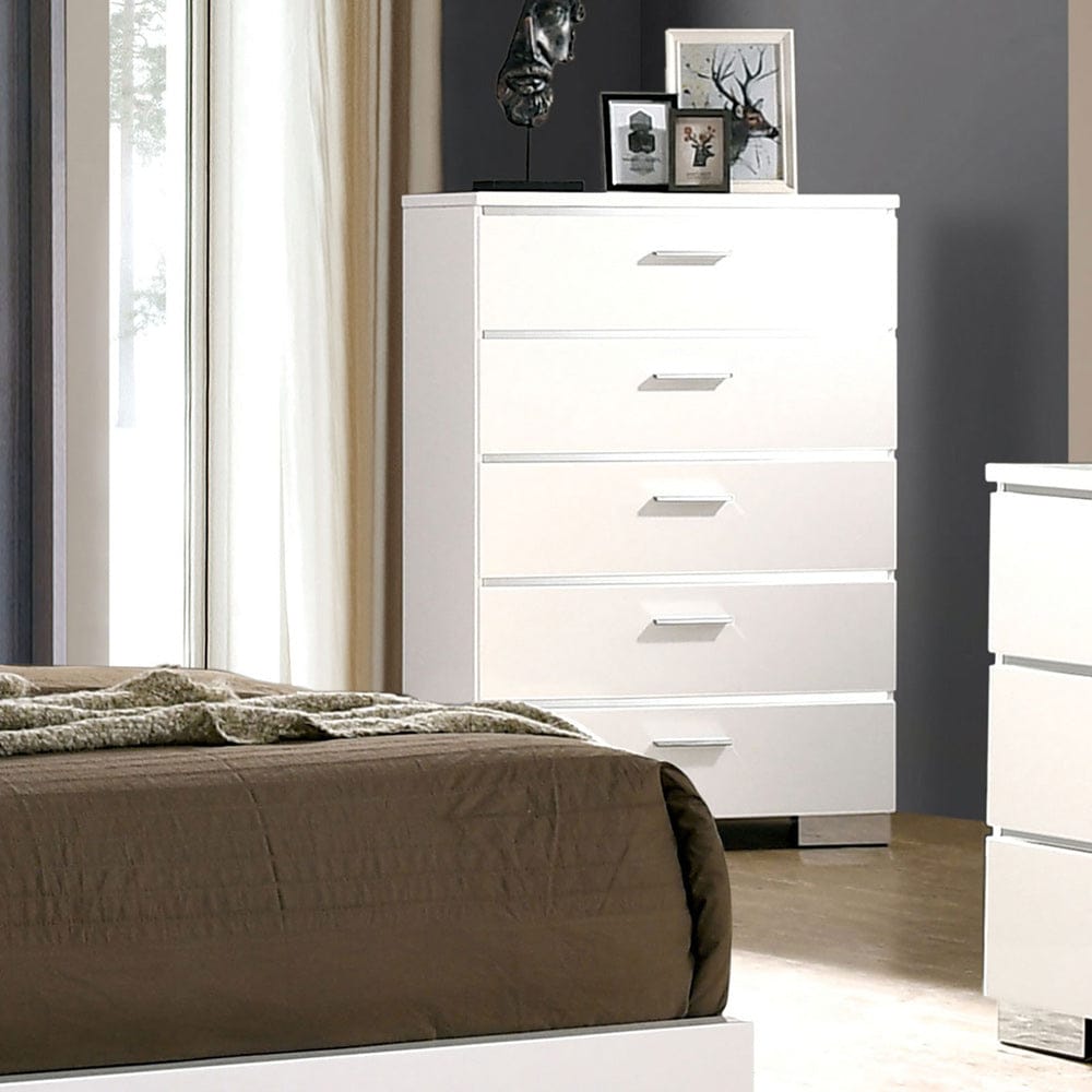 Furniture of America - Malte Chest in White/Chrome - CM7049WH-C View 1
