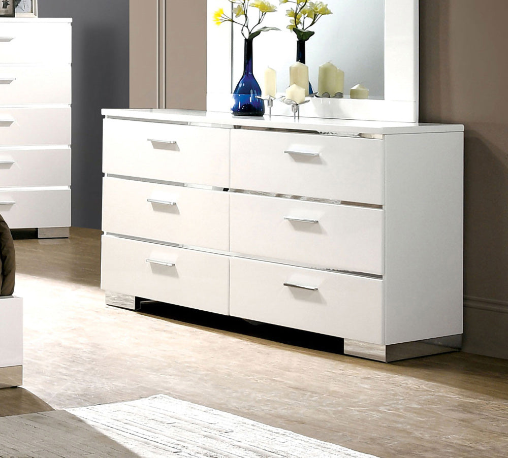 Furniture of America - Malte Dresser in White/Chrome - CM7049WH-D View 1