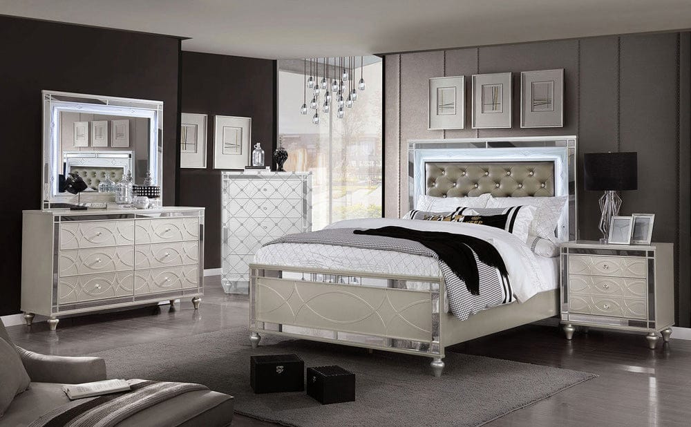 Furniture of America - Manar 5 Pc. Queen Bedroom Set w/ 2NS in Silver - CM7891Q-5PC-2NS View 1
