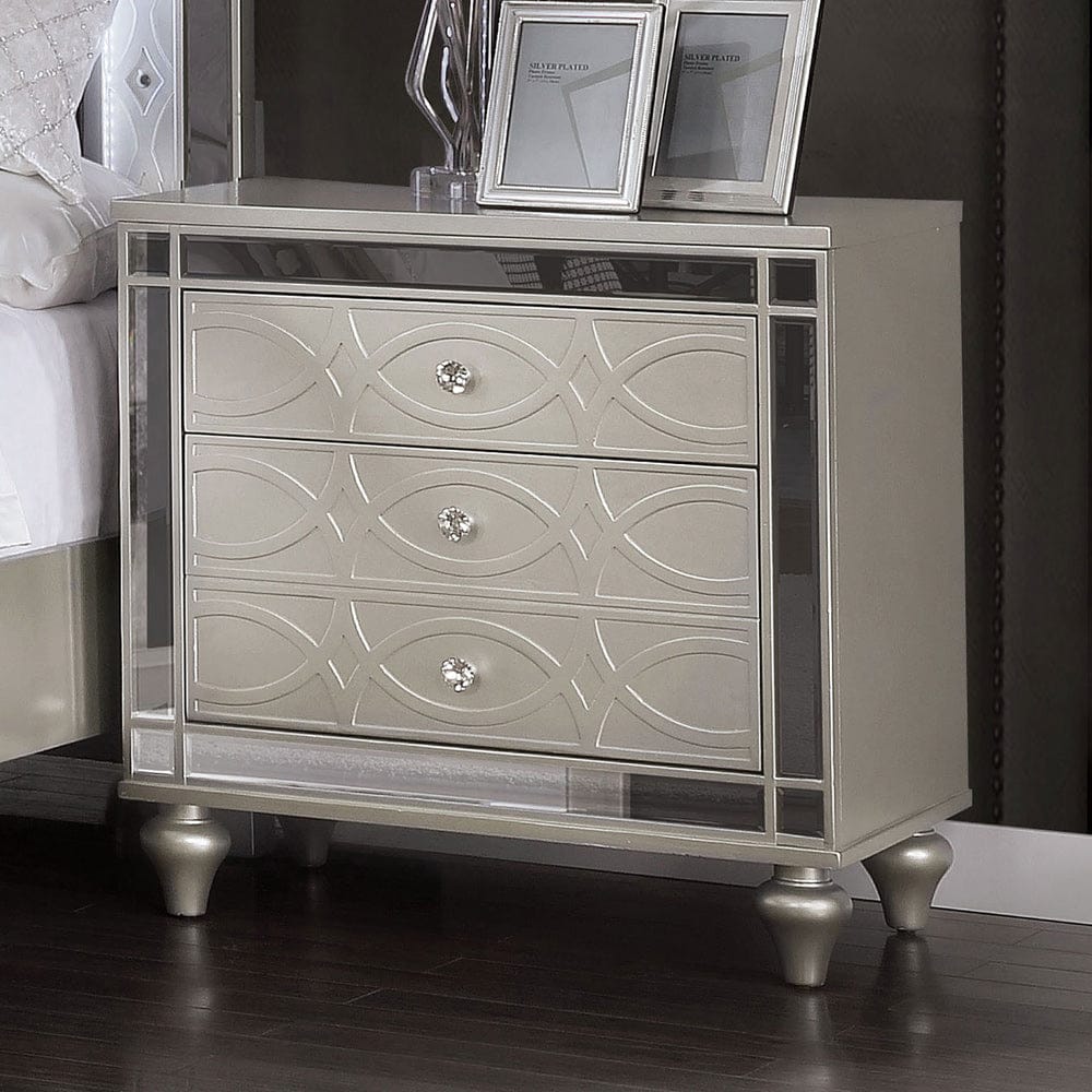 Furniture of America - Manar Nightstand w/ USB in Silver - CM7891N View 1