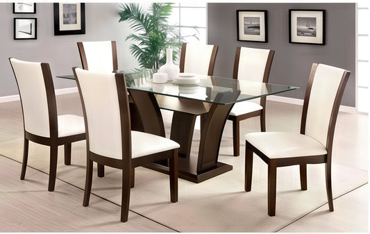 Furniture of America - Manhattan 7 Pc. Dining Table Set in White - CM3710T-WH-7PC View 1
