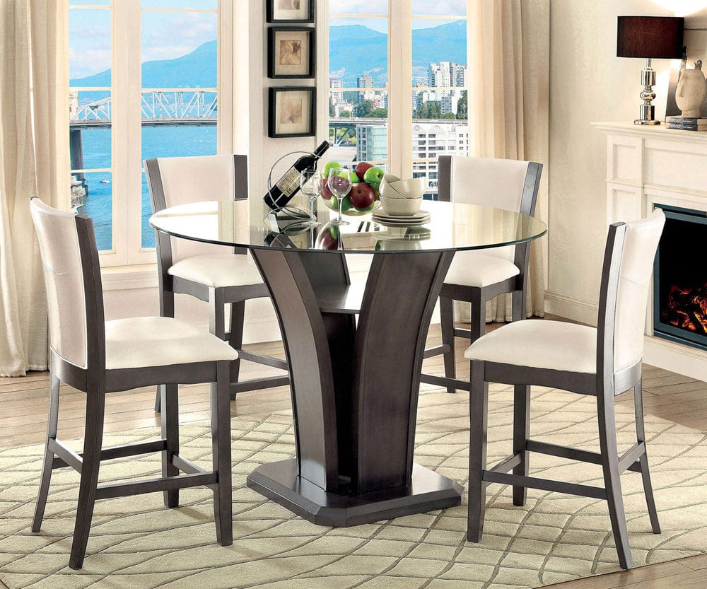 Furniture of America - Manhattan Iii 5 Pc. Round Counter Ht. Table Set in Gray - CM3710GY-PT-5PC View 1