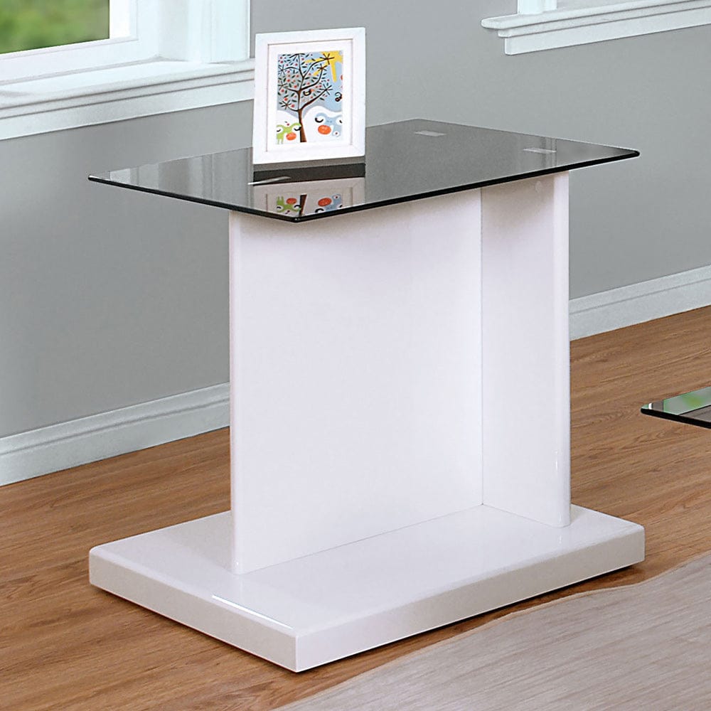Furniture of America - Mannedorf End Table in Black/White - CM4567WH-E View 1