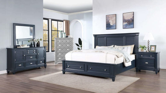 Furniture of America - Manzanillo 5 Pc. Queen Bedroom Set w/ 2NS in Slate Blue - CM7470BL-Q-5PC-2NS View 1