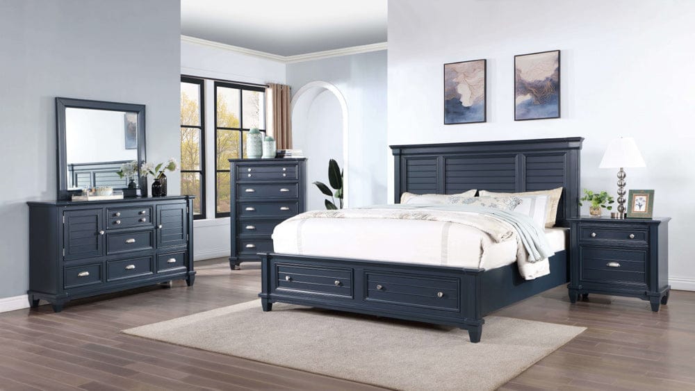 Furniture of America - Manzanillo 5 Pc. Queen Bedroom Set w/ Chest in Slate Blue - CM7470BL-Q-5PC-CHEST View 1