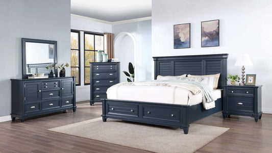 Furniture of America - Manzanillo 5 Pc. Queen Bedroom Set w/ Chest in Slate Blue - CM7470BL-Q-5PC-CHEST View 1