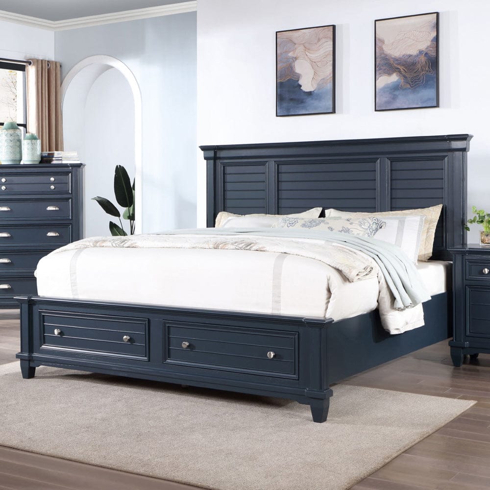 Furniture of America - Manzanillo E.King Bed in Slate Blue - CM7470BL-EK-BED View 1