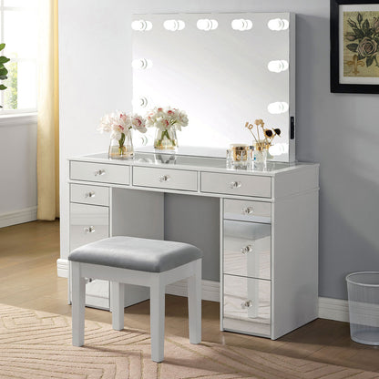 Furniture of America - Margret Vanity Set in White/Gray - CM-DK928-PK View 1