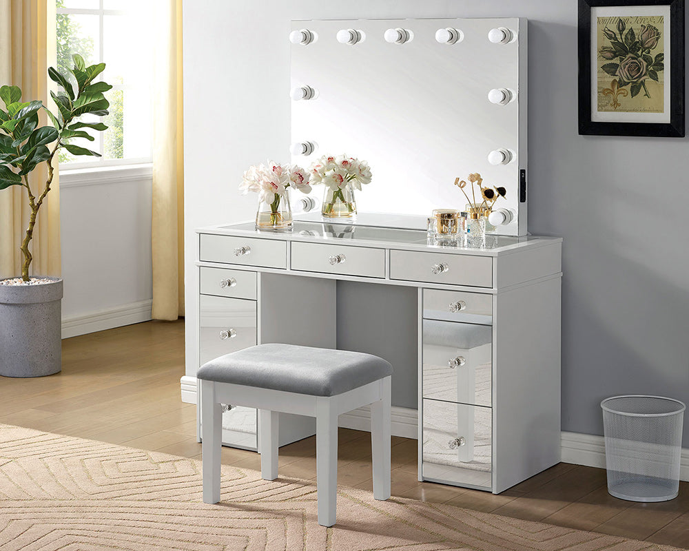 Furniture of America - Margret Vanity Set in White/Gray - CM-DK928-PK View 2