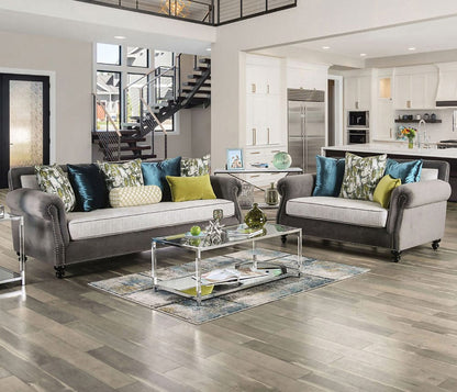 Furniture of America - Mariella Sofa + Loveseat in Gray/Beige/Teal/Olive - SM2286-2PC View 1