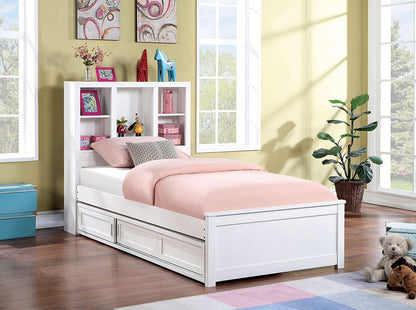 Furniture of America - Marilla Twin Bed w/ Storage in White - FOA7256WH-T-BED-SR View 2