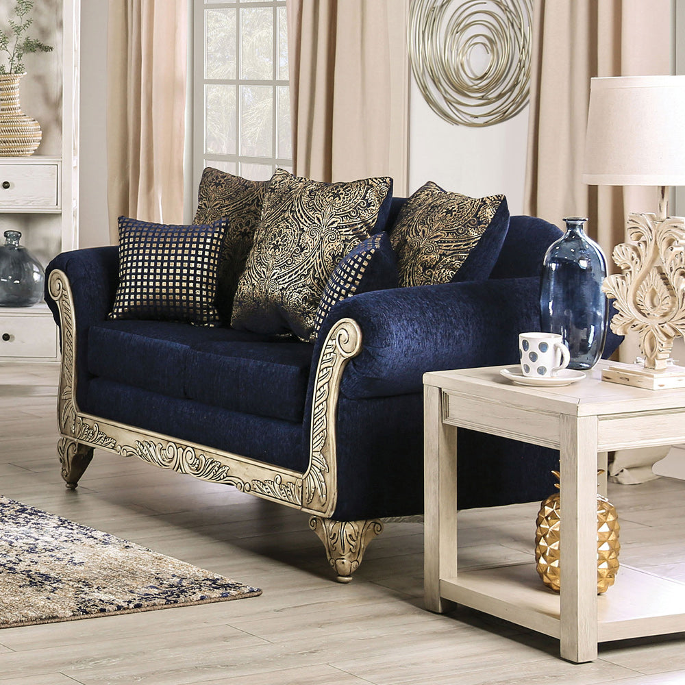 Furniture of America - Marinella Loveseat in Royal Blue - SM7744-LV View 1