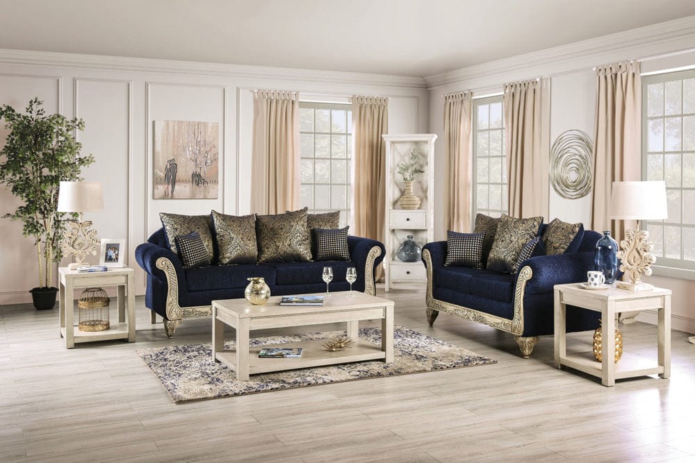 Furniture of America - Marinella Sofa + Loveseat in Royal Blue - SM7744-2PC View 1