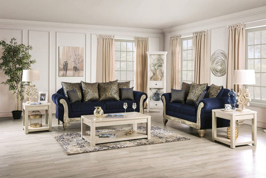 Furniture of America - Marinella Sofa + Loveseat in Royal Blue - SM7744-2PC View 1