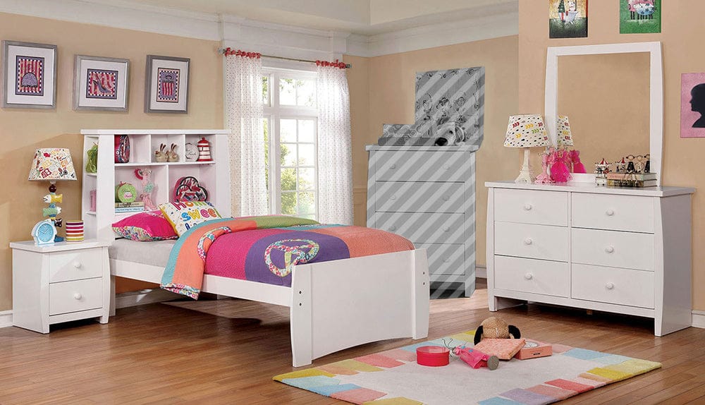 Furniture of America - Marlee 4 Pc. Twin Bedroom Set in White - CM7651WH-T-4PC View 1