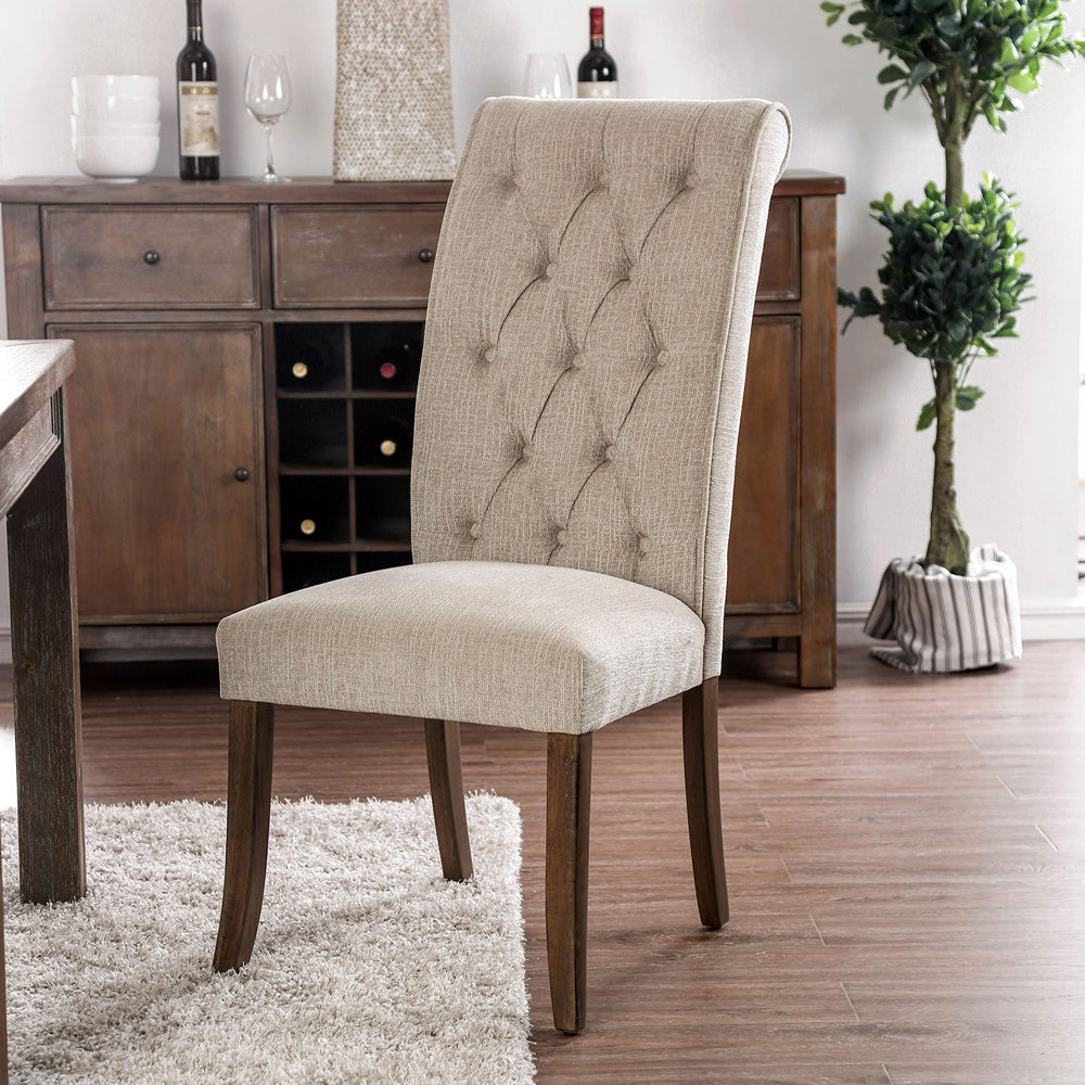 Furniture of America - Marshall Side Chair Set of 2 in Antique Oak/Beige - CM3564A-SC-2PK View 1