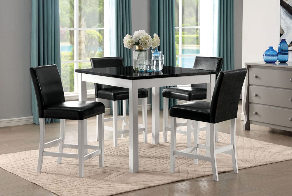 Furniture of America - Mathilda 5 Pc. Counter Ht. Set in Black/White - CM3143PT-5PK View 1