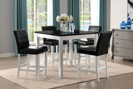 Furniture of America - Mathilda 5 Pc. Counter Ht. Set in Black/White - CM3143PT-5PK View 1