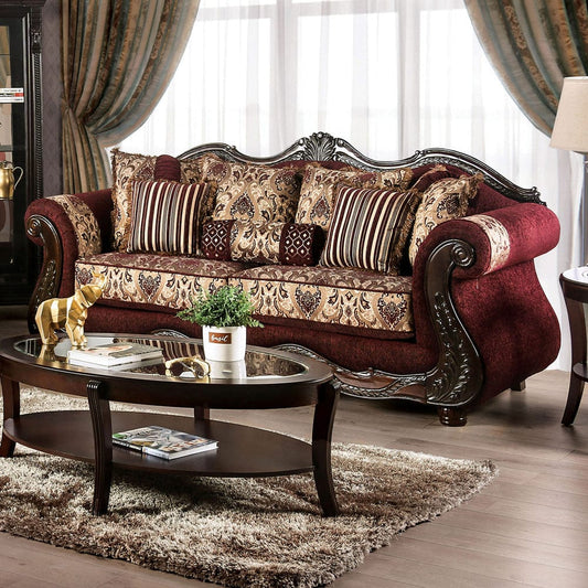 Furniture of America - Matteo Sofa in Burgundy/Brown - SM6433-SF View 1