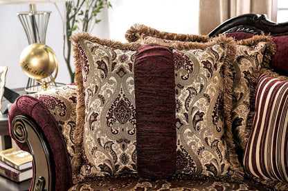 Furniture of America - Matteo Sofa + Loveseat in Burgundy/Brown - SM6433-2PC View 4