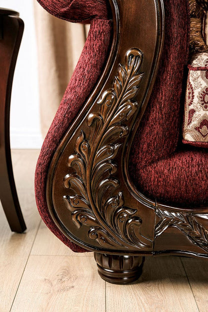 Furniture of America - Matteo Sofa + Loveseat in Burgundy/Brown - SM6433-2PC View 6