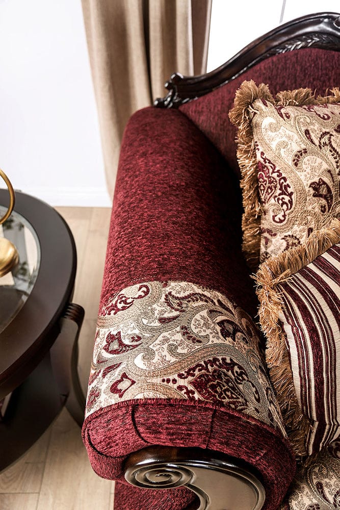 Furniture of America - Matteo Sofa + Loveseat in Burgundy/Brown - SM6433-2PC View 8
