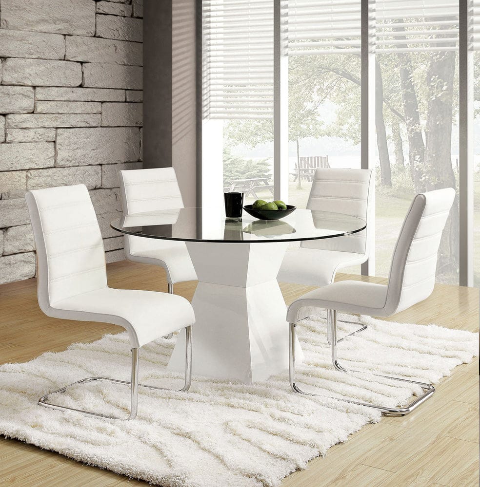 Furniture of America - Mauna 5 Pc. Dining Table Set in White - CM8371WH-T-5PC View 1