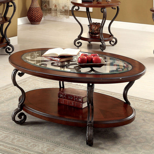 Furniture of America - May Coffee Table in Brown Cherry - CM4326C View 1